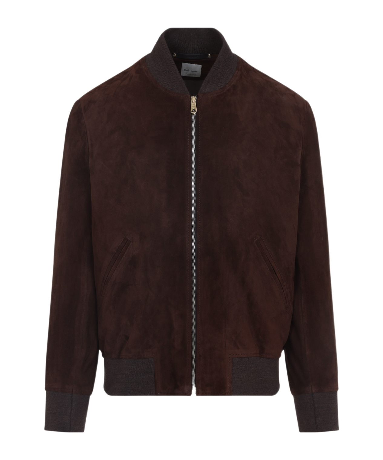 Paul Smith Red Lamb Suede Leather Regular Fit Bomber Jacket In Brown
