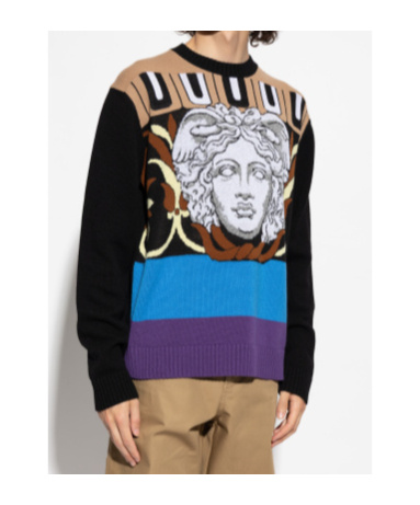 Versace Medusa Head Wool Sweater In Blue