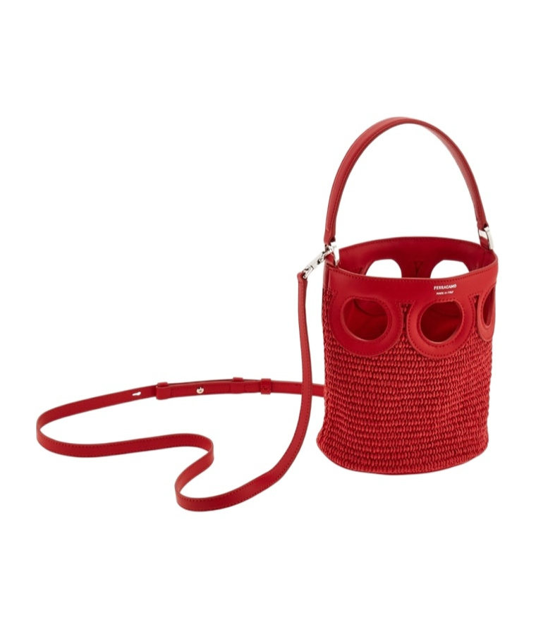 Ferragamo Gancini Outline Bucket Bag (xs) In Red
