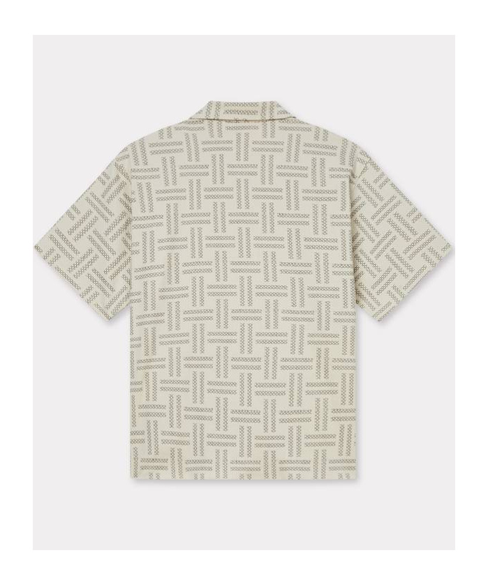 Kenzo Camicia In Cotone Stretch Ricamato Uomo In White