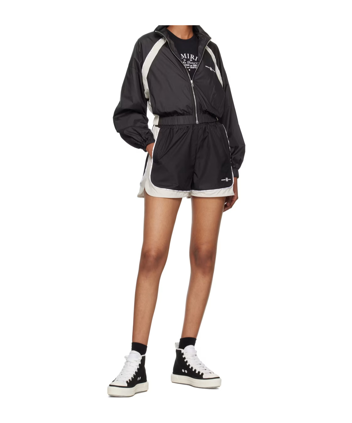Amiri Logo Nylon Track Shorts In Brown