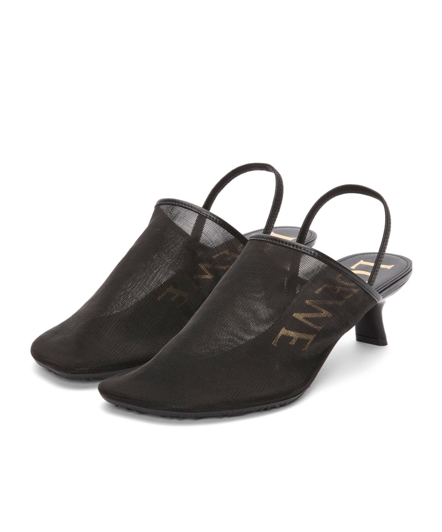 Loewe Petal Mesh Slingback Heel Sandals In Black