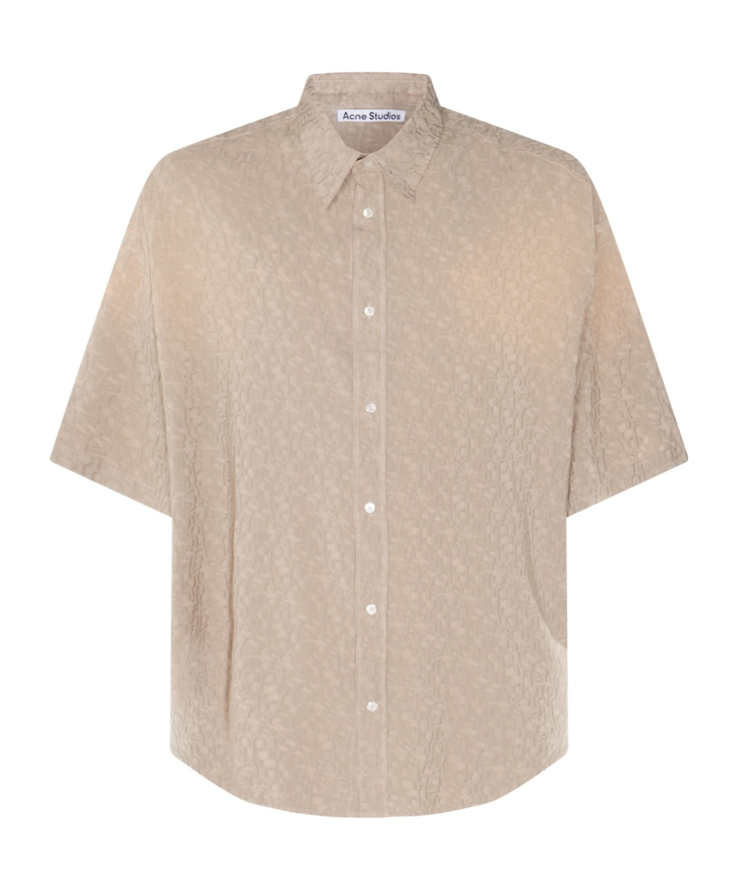 Acne Studios Short-sleeve Viscose Shirt With Classic Collar And Button-down Front In Nude