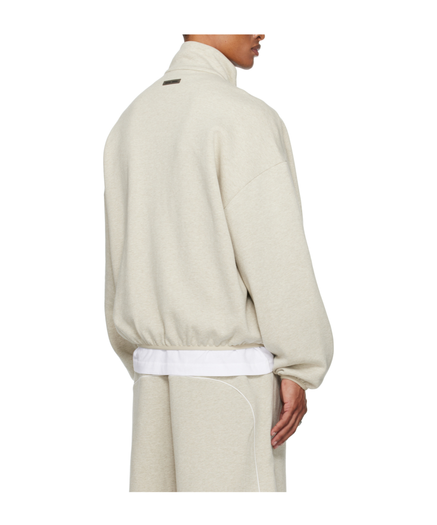 Essentials Beige Modern Fit Fleece Track Jacket In Neutral