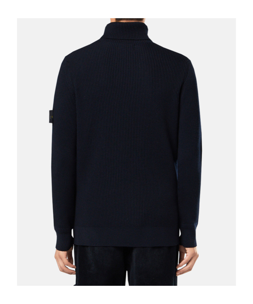 Stone Island Turtleneck Jumper With Finely Ribbed Trims In Black