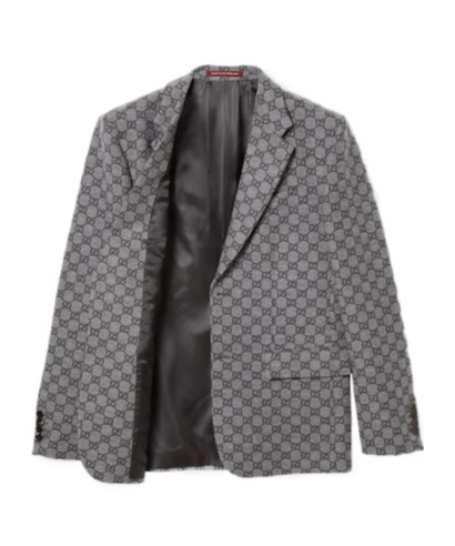 Gucci Gg Wool Flannel Jacket In Gray