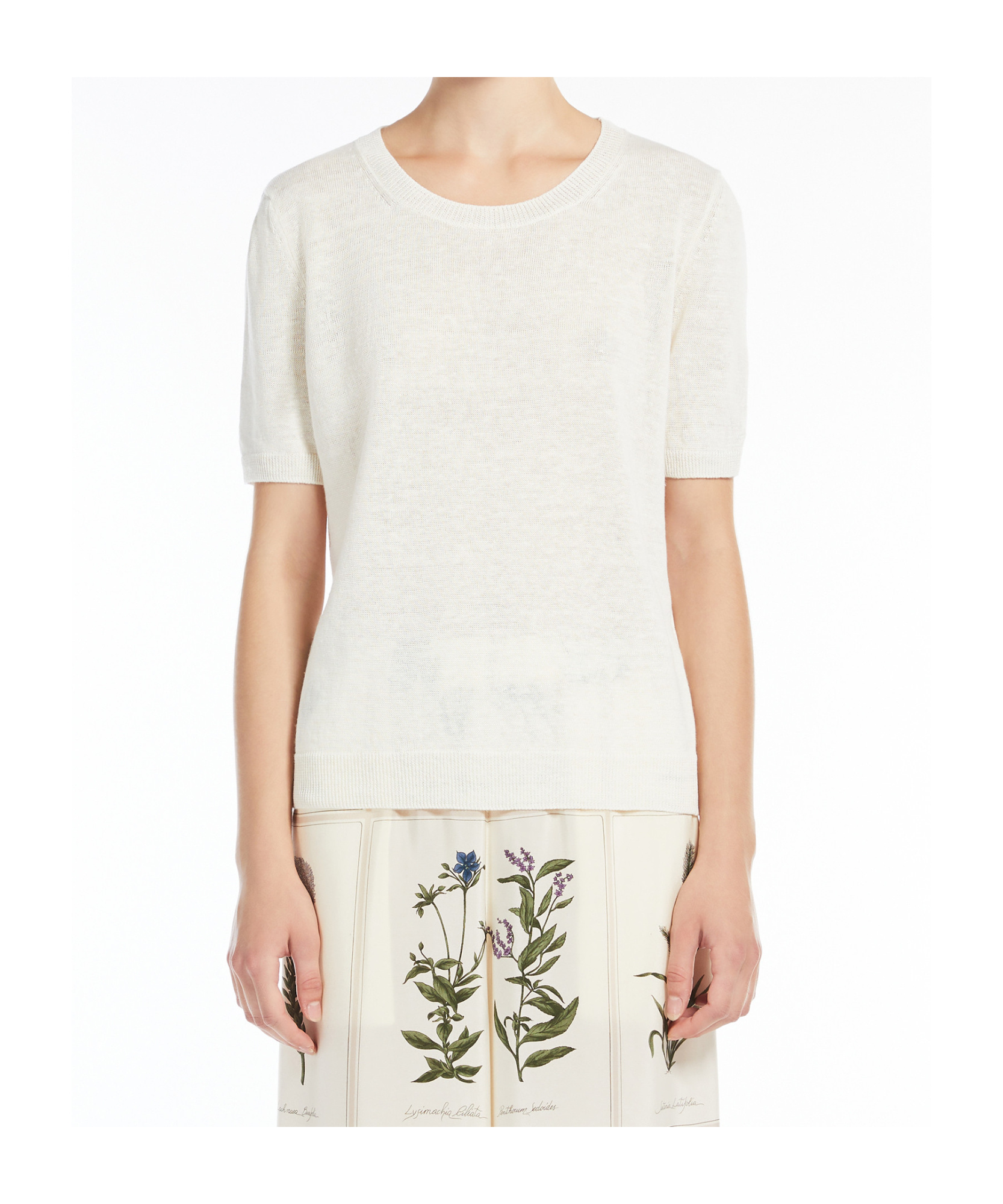 Weekend Max Mara Item O-neck Short-sleeved T-shirt In White