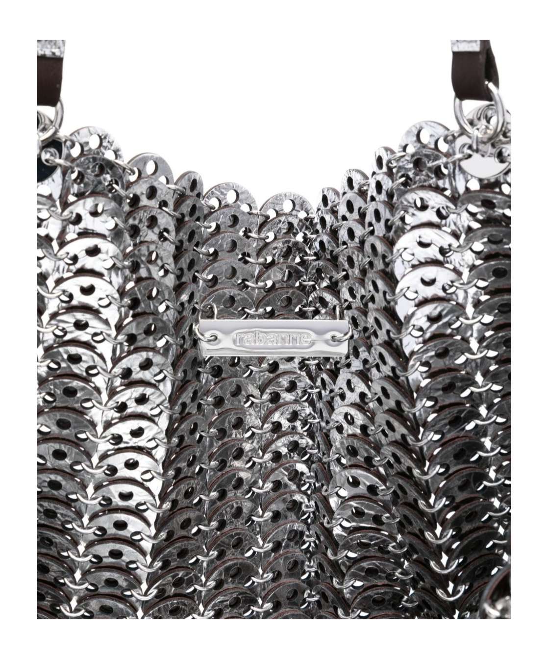 Rabanne Woven Leather Shoulder Bag With Metallic Accents In Black