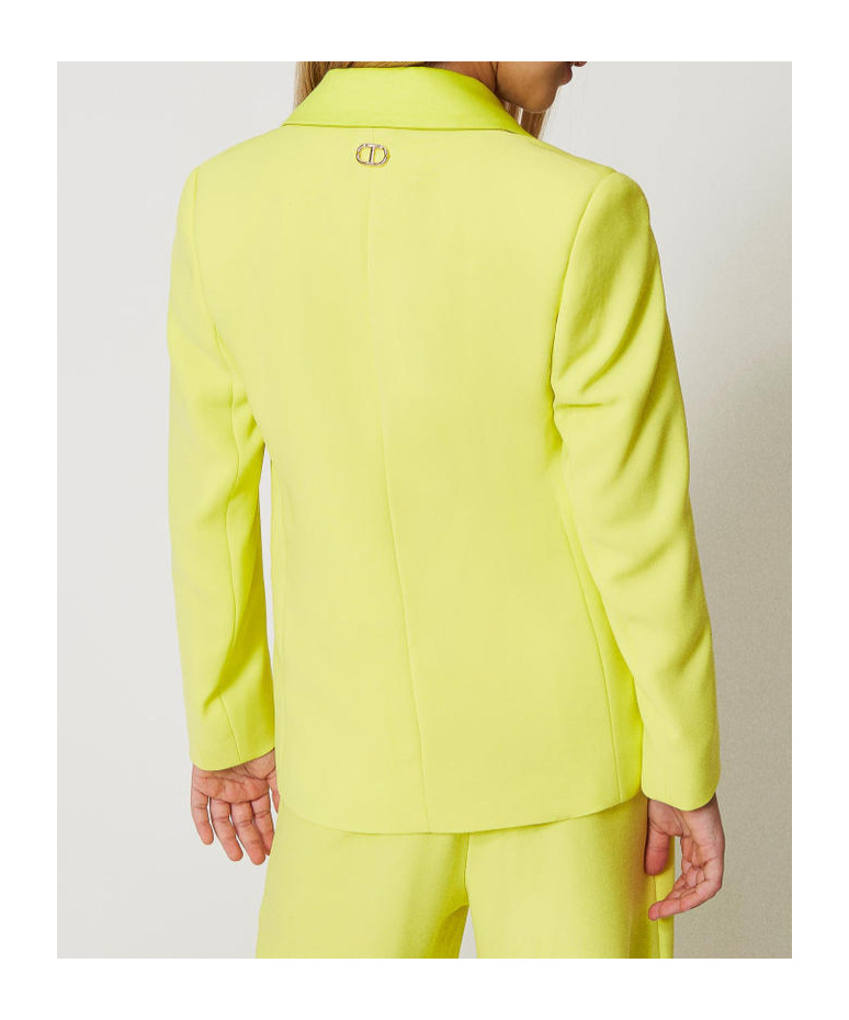 Twinset Crepe And Satin Blazer In Yellow