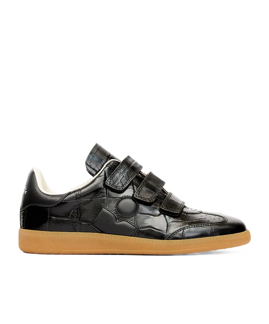Isabel Marant Beth Croc-effect Leather Sneakers In Black