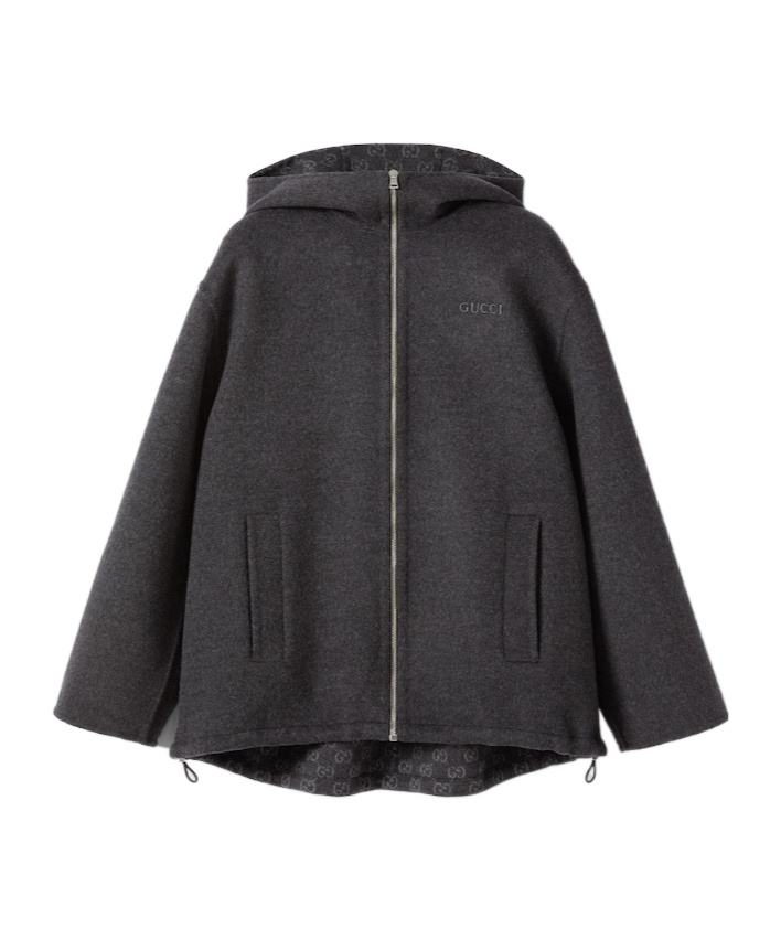 Gucci Embroidered Wool And Silk Hooded Jacket In Black