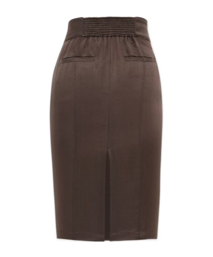 Saint Laurent Button-up Satin Miniskirt In Brown