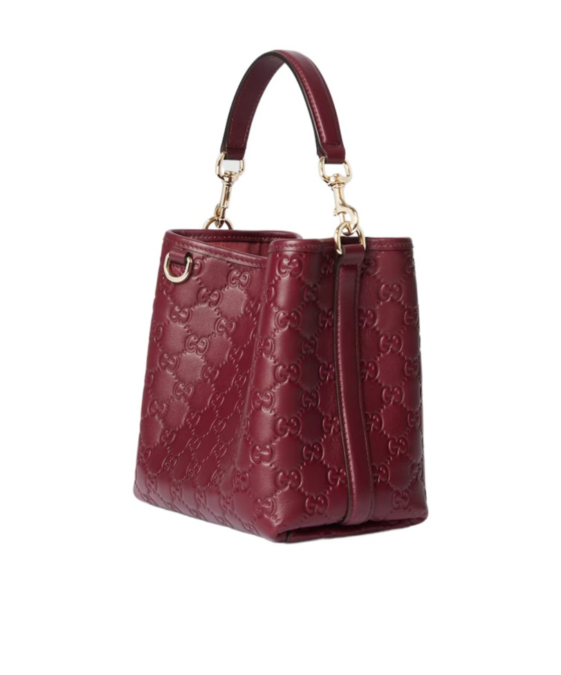 Gucci Gg Emblem Small Bucket Bag In Red