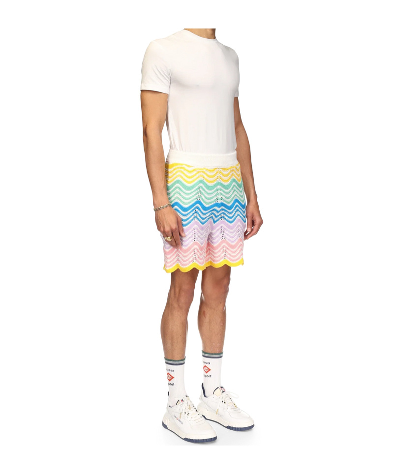 Casablanca Mens Multi Gradient-pattern High-rise Cotton-knit Shorts In White
