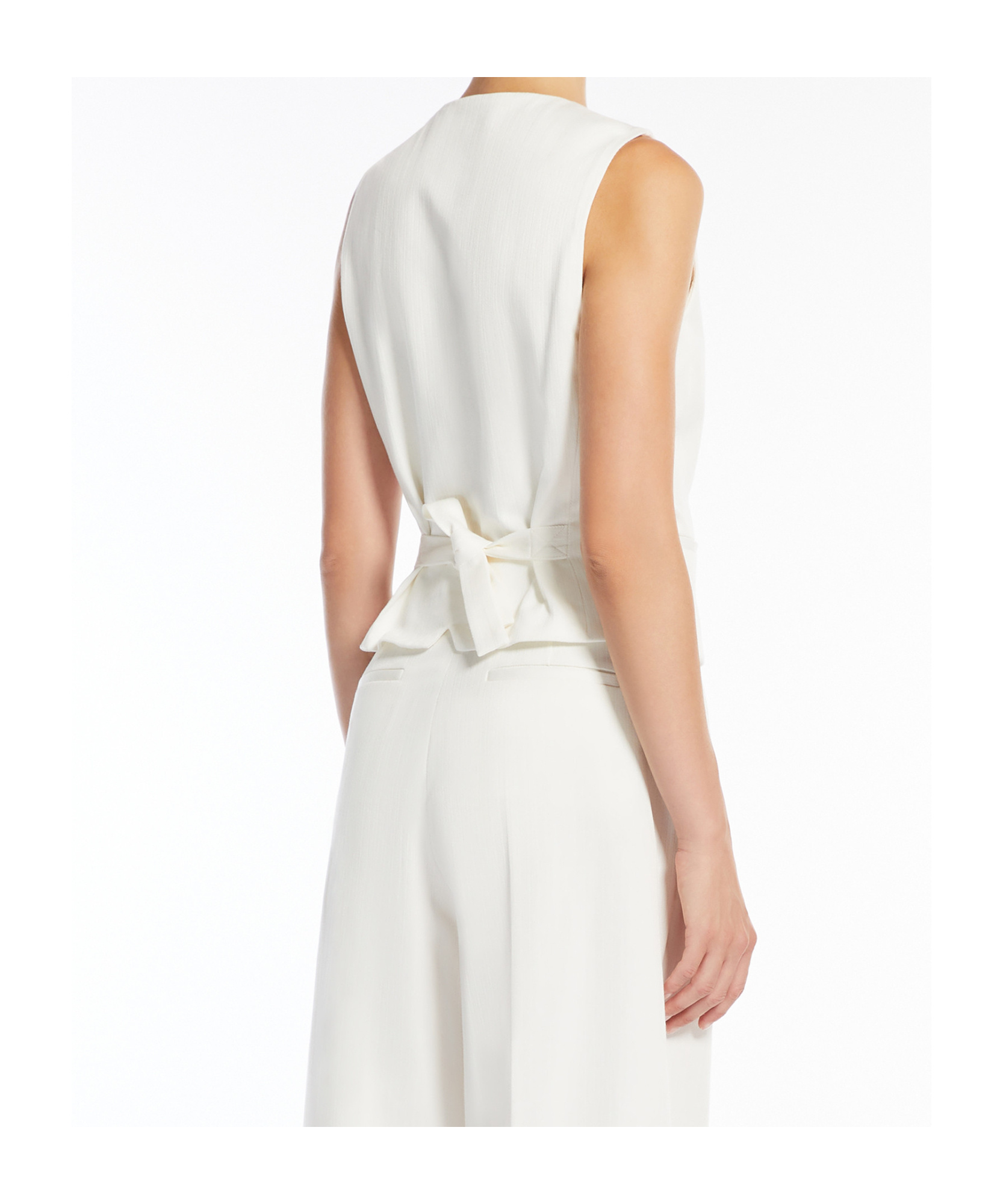 Max Mara Tailored Vest With V-neck And Tie Back In White