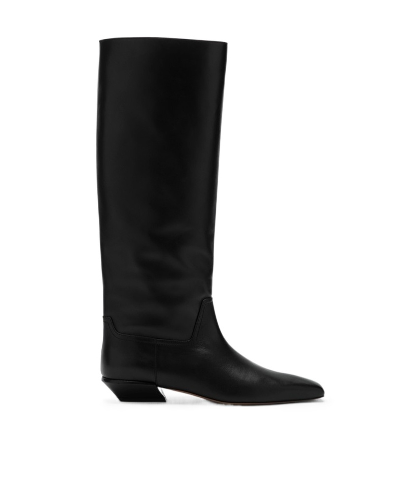 Paris Texas Leather Bettina Boots With Squared Toe In Black