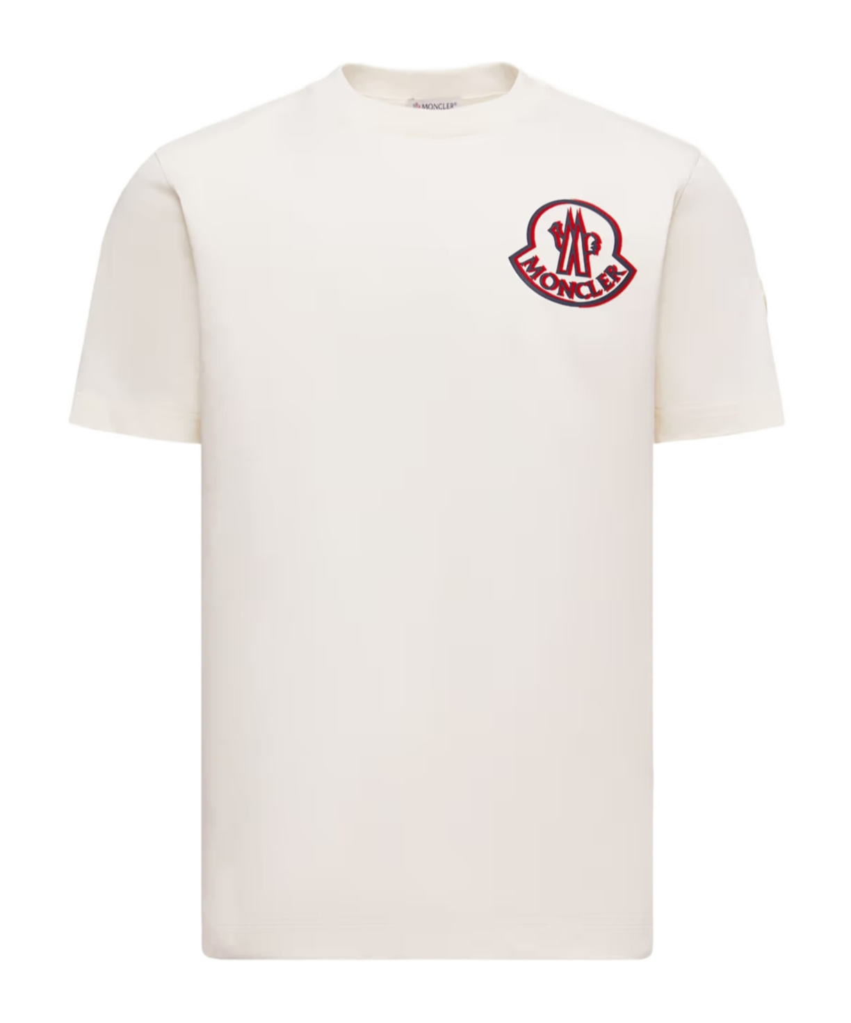Moncler Flocked Logo T-shirt In Organic Cotton With Aesthetics In White