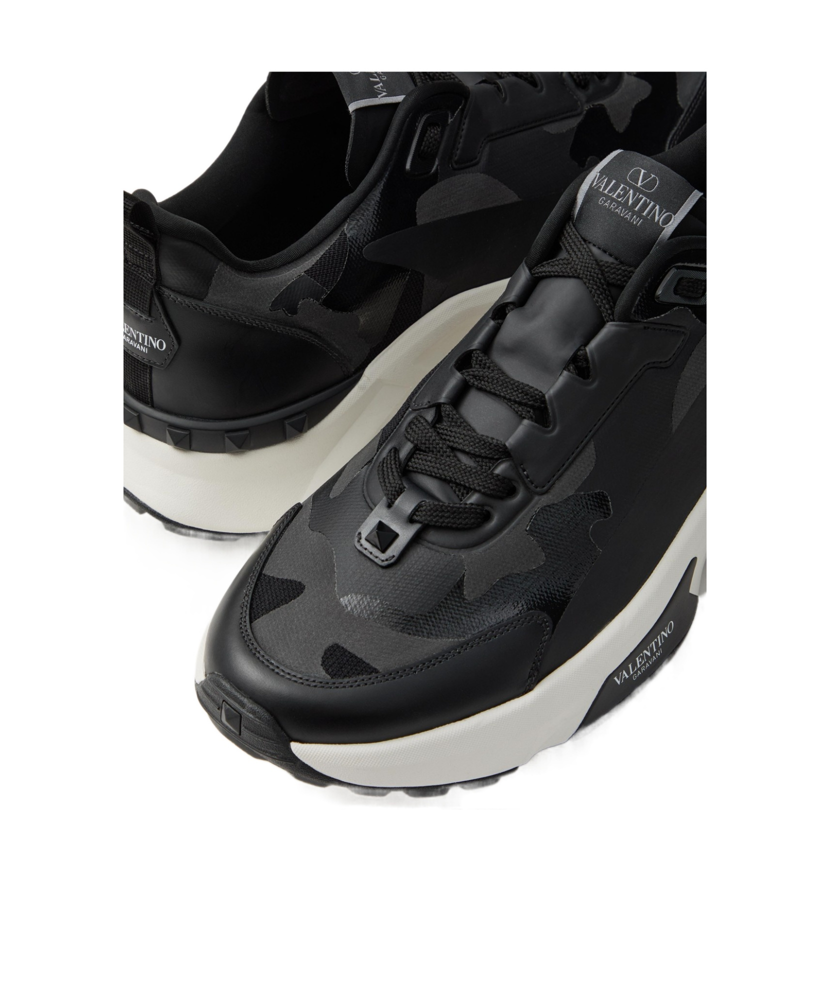 Valentino True Act Printed Canvas Sneakers In Black