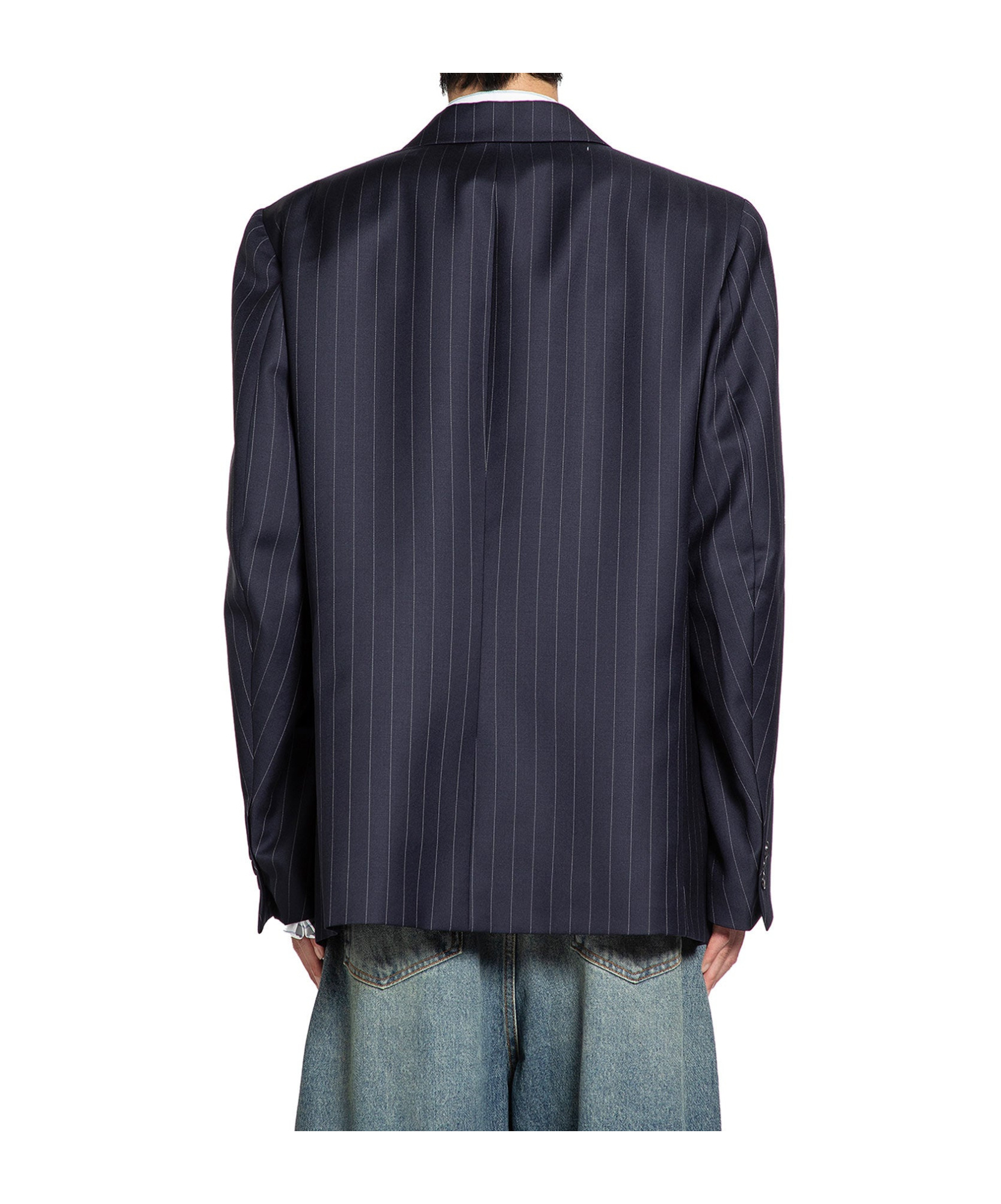 Hed Mayner Pinstripe Wool Suit Jacket In Multi