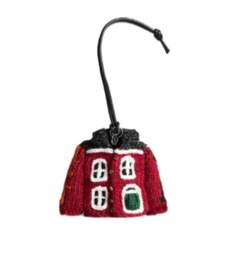 Jw Anderson House Cardigan Crocheted Cotton And Leather Bag Charm In Multi