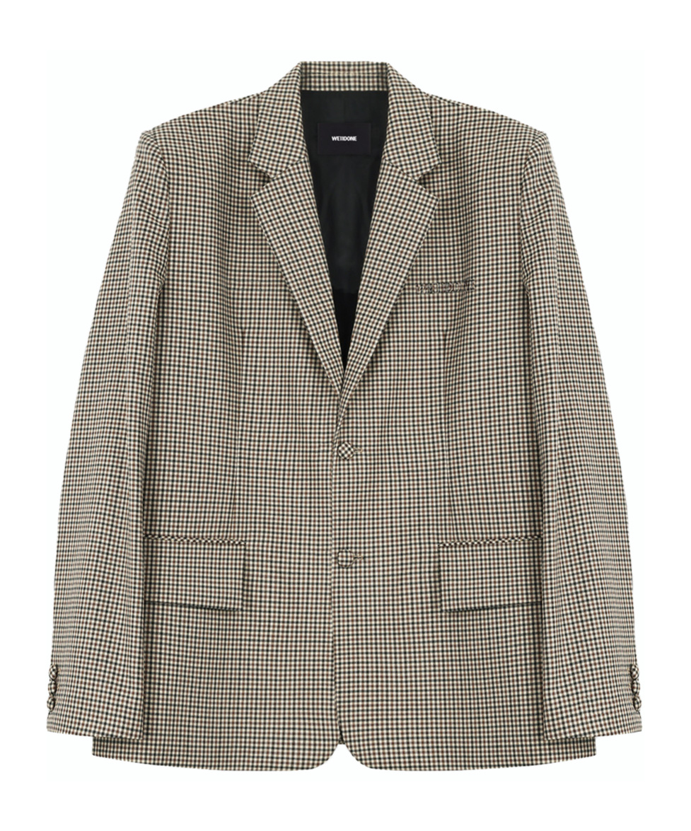 We11 Done Checked Pattern Blazer In Nude