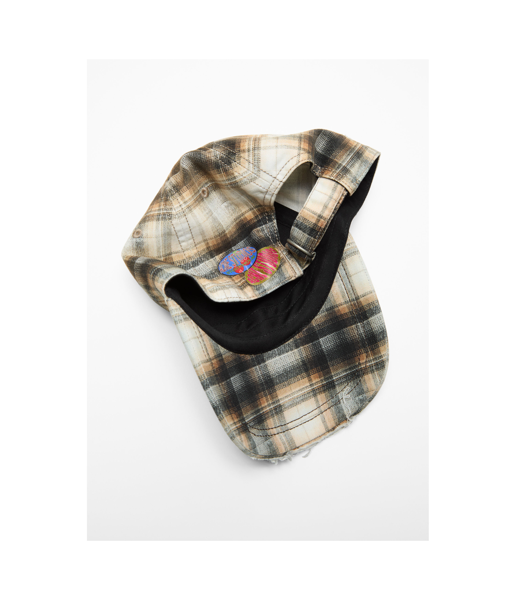 Acne Studios Logo Embroidered Checked Cap