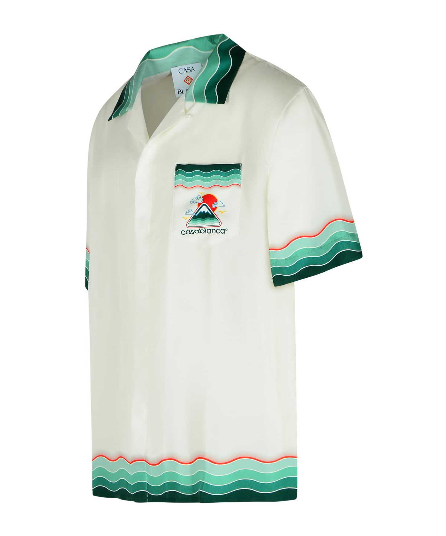 Casablanca Convertible-collar Printed Silk-twill Shirt In Green