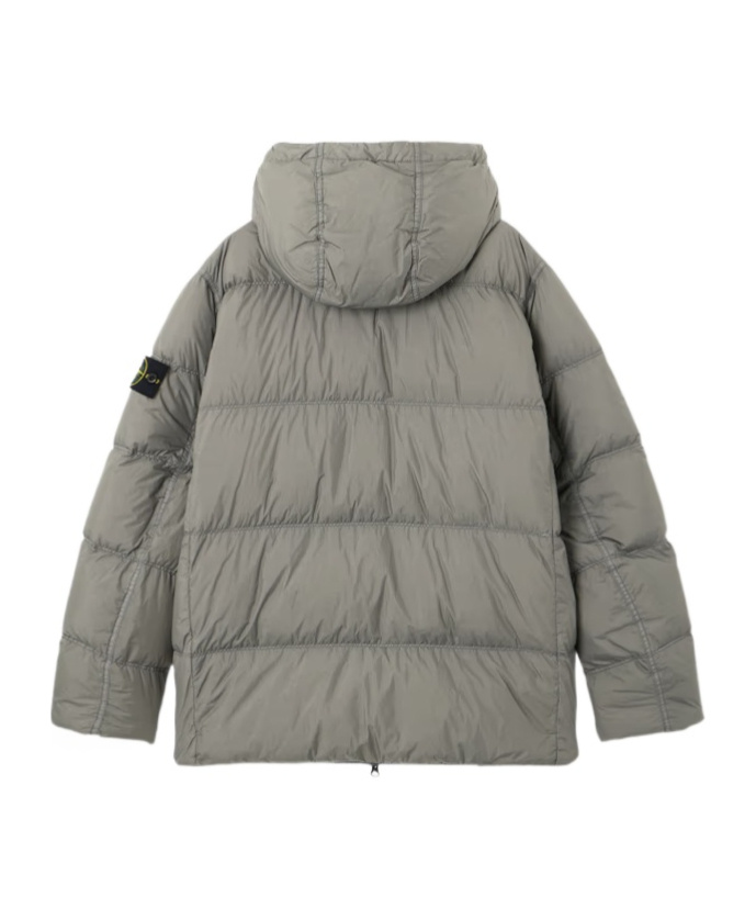 Stone Island Logo Patch Zip-up Hooded Jacket In Gray