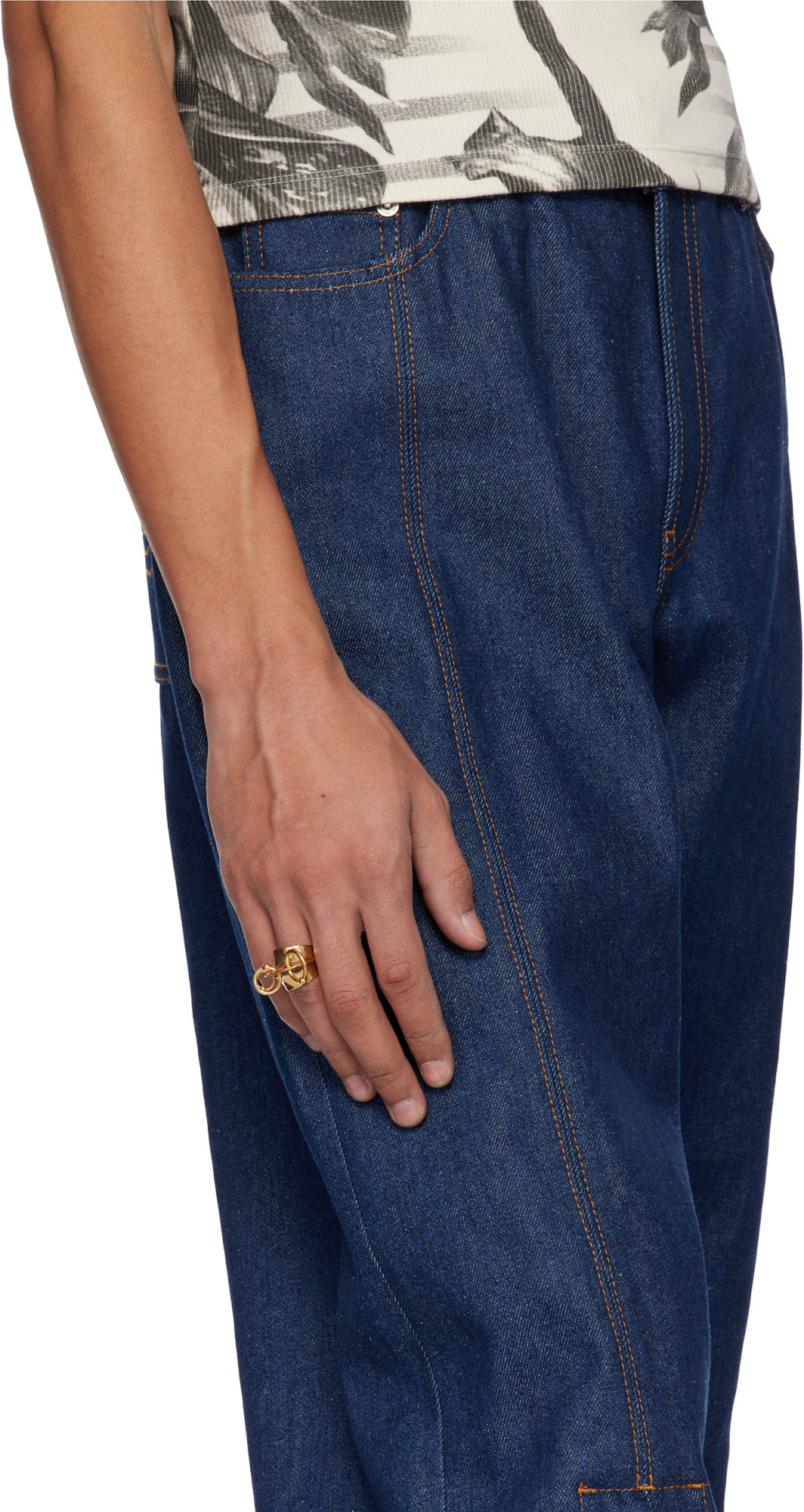 Jean Paul Gaultier Piercing-pendant Ring In Yellow