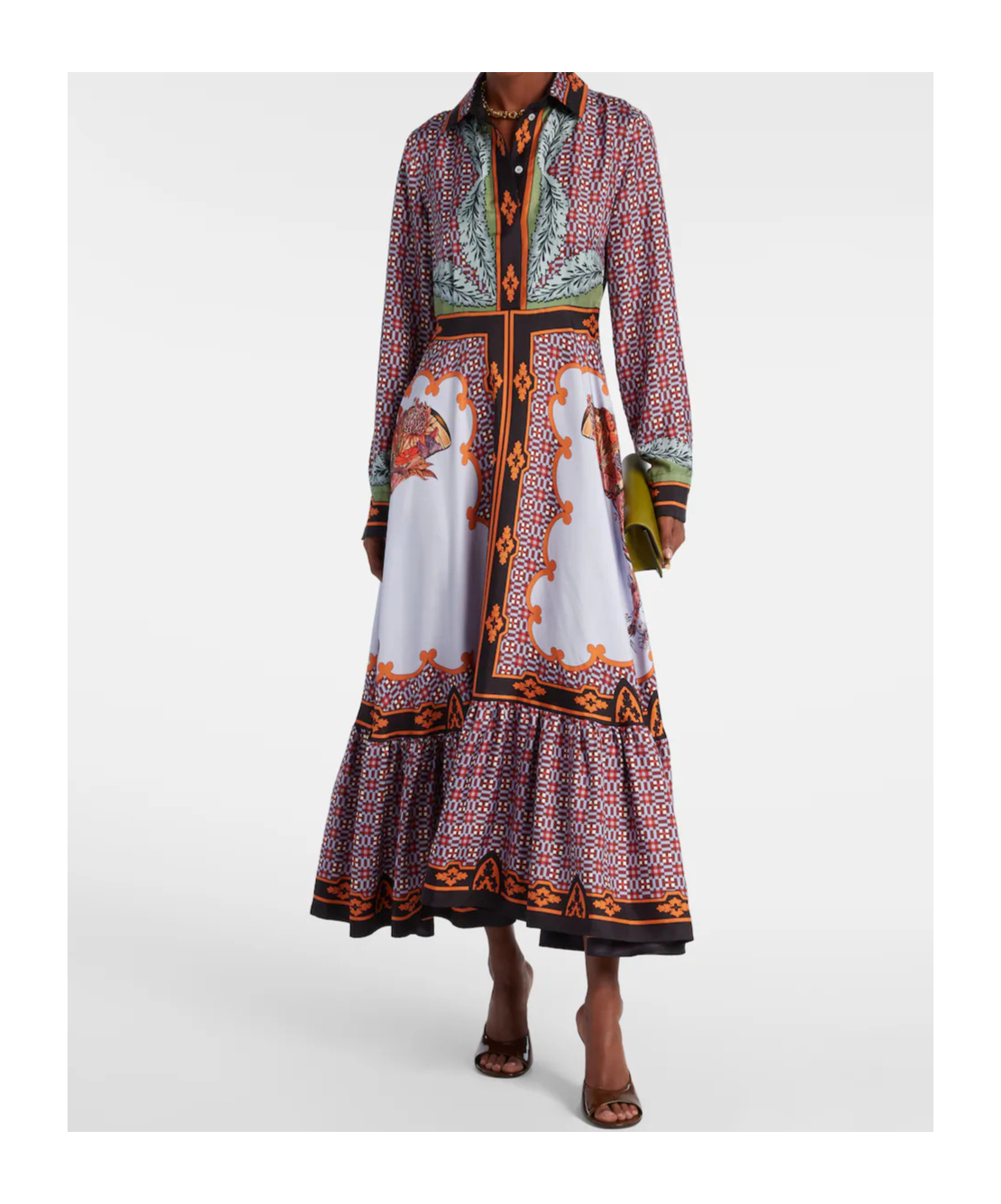 La Doublej San Pietro Printed Silk Maxi Dress In Blue