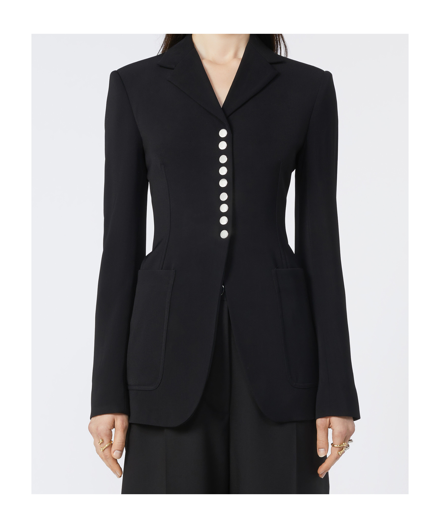 Sportmax Tailored Blazer With Notched Lapel And Metallic Buttons In Blue
