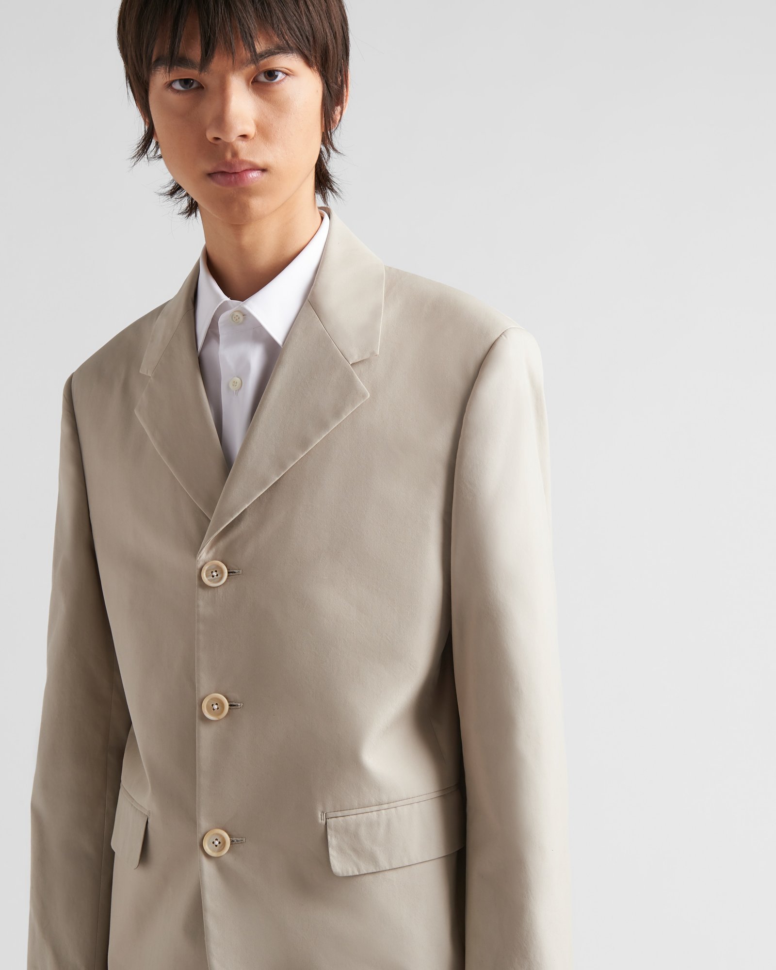 Prada Triangle Logo Single-breasted Blazer In Nude