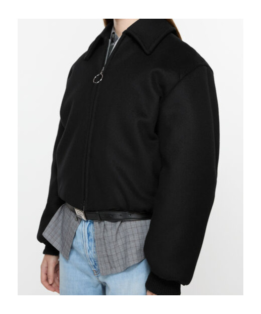 Acne Studios Womens Owelle Bomber Padded Wool-blend Felt Jacket Black In Black