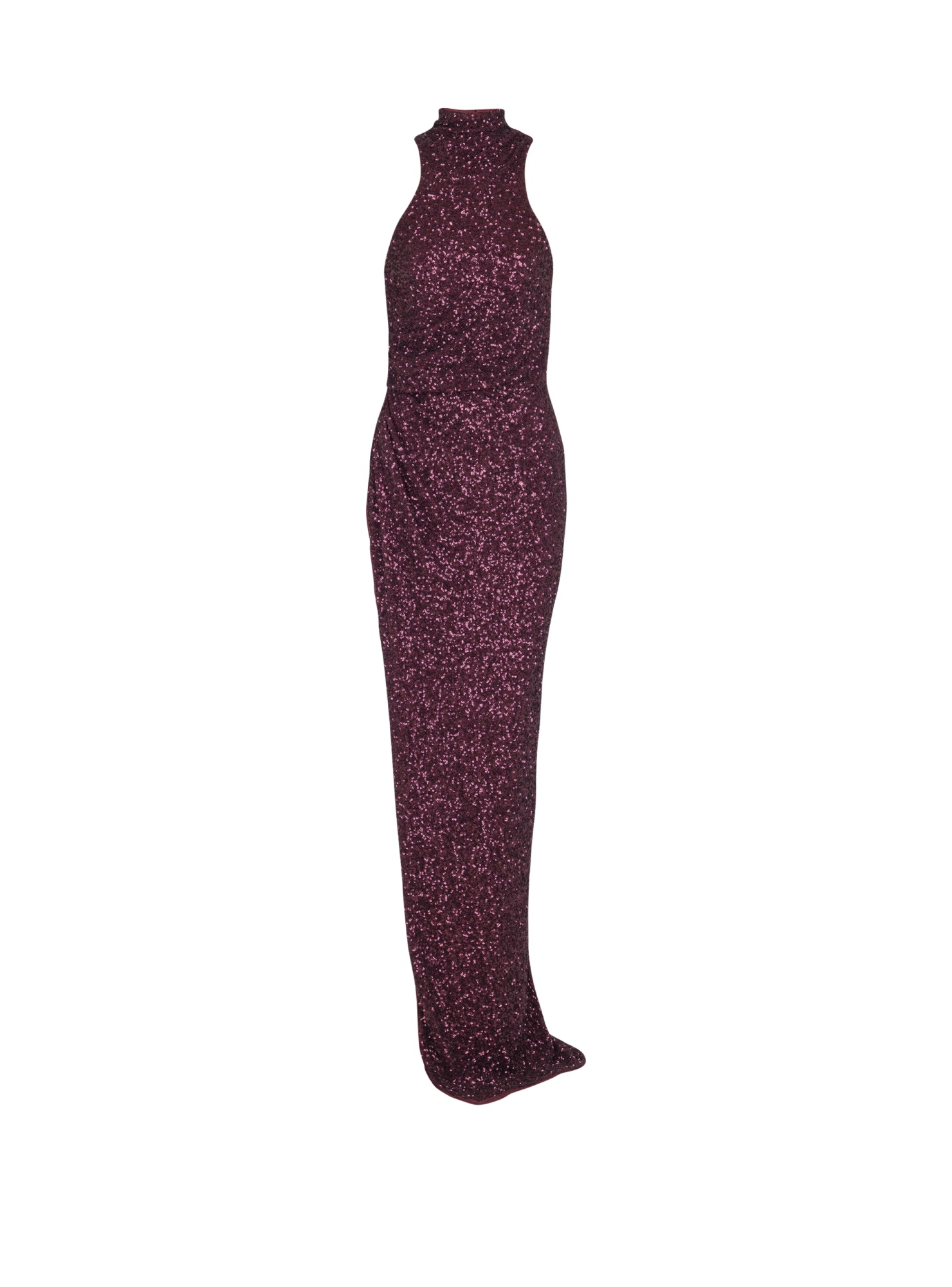 Balmain Women High-neck Sequin Dress In Purple