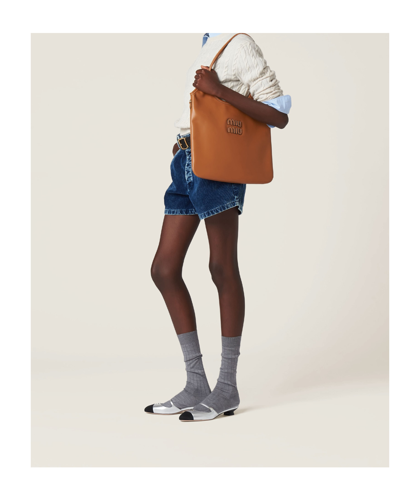 Miu Miu Ivy Shopper Mit Logo-applikation In Brown