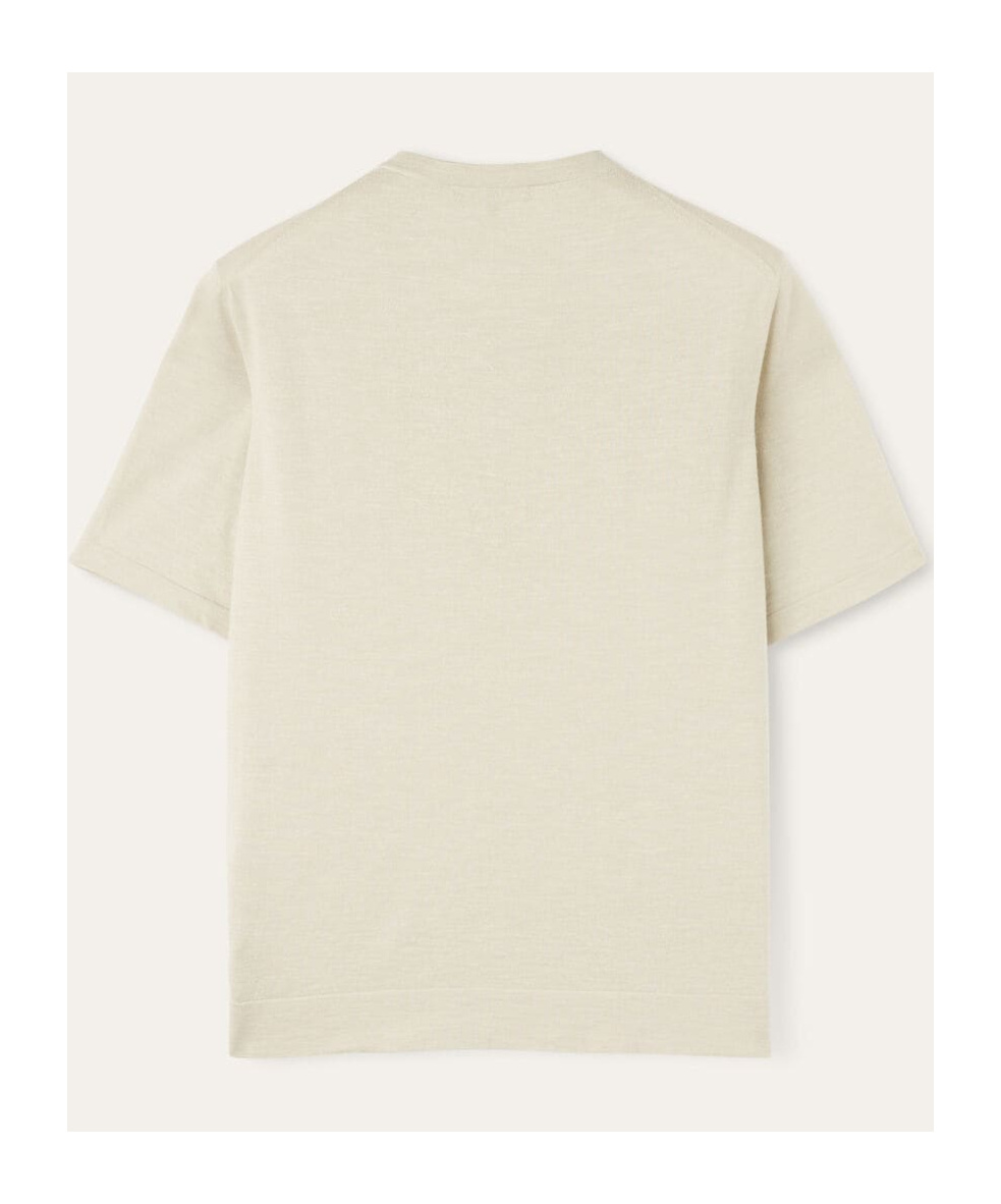 Loro Piana Round-collar Short-sleeve Sweater In Apple Tree Color