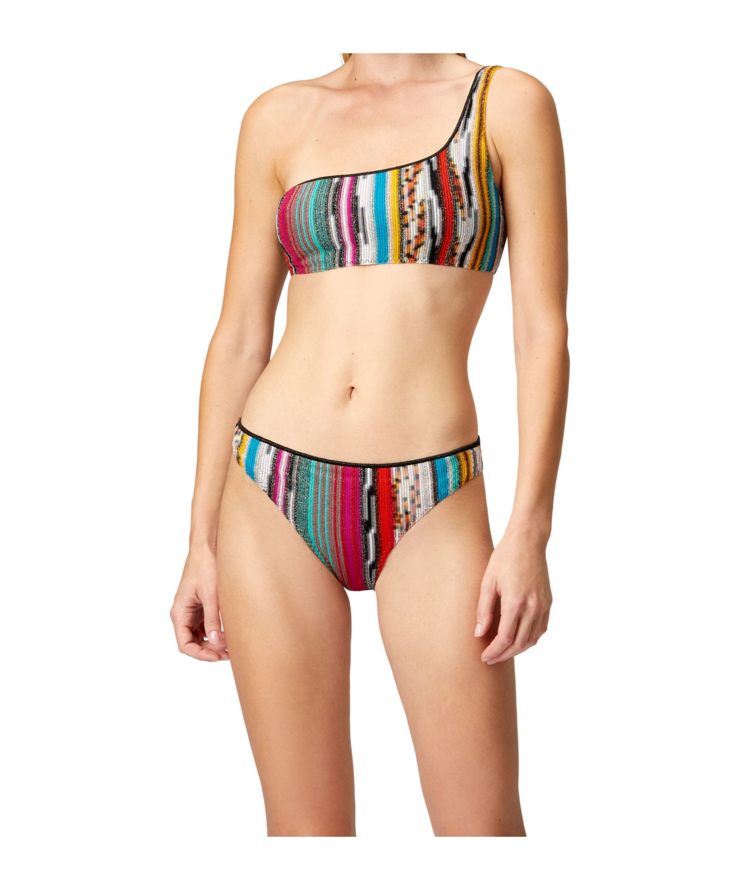 Missoni One-shoulder Multicolored Striped Bikini In Multicolor