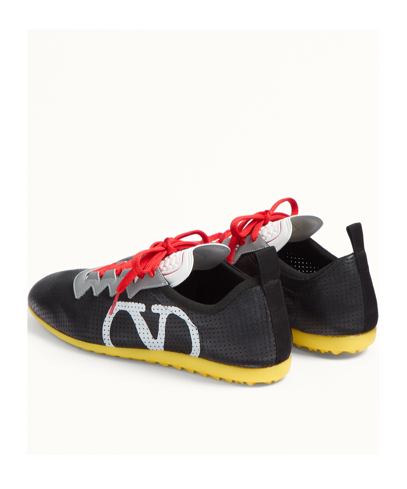 Valentino Garavani Black Sneakers With Asymmetric Toe And Vlogo Detail On The Side In Tech Fabric Ma In Black
