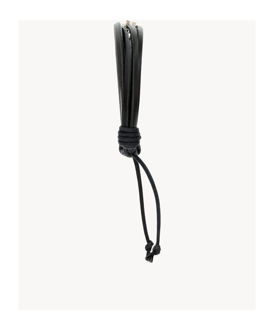 Saint Laurent Leather Cassandre Bracelet In Black