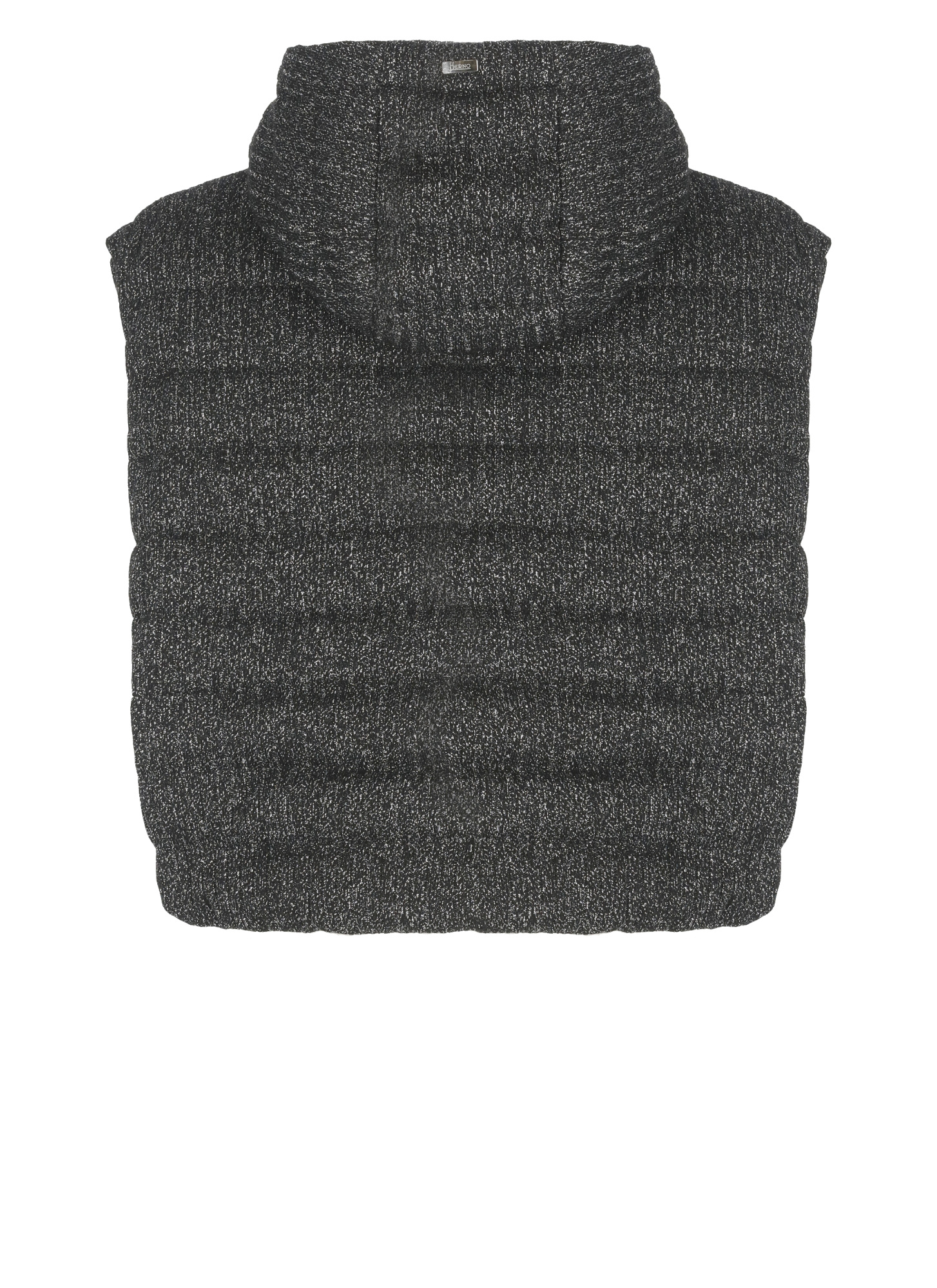 Herno Lurex Sleeveless Hooded Drawstring Jacket In Black