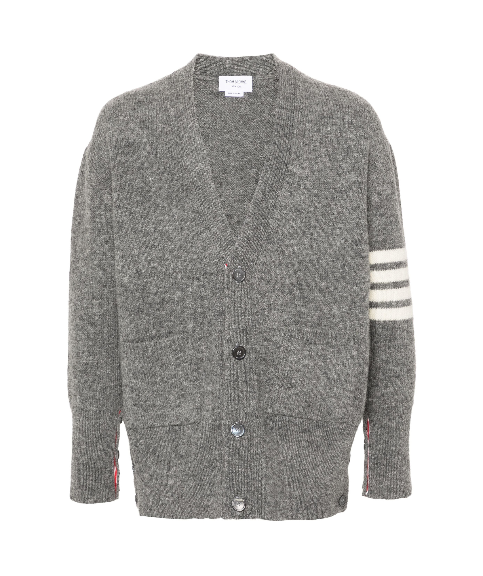 Thom Browne 4-bar Mélange Wool Cardigan In Gray