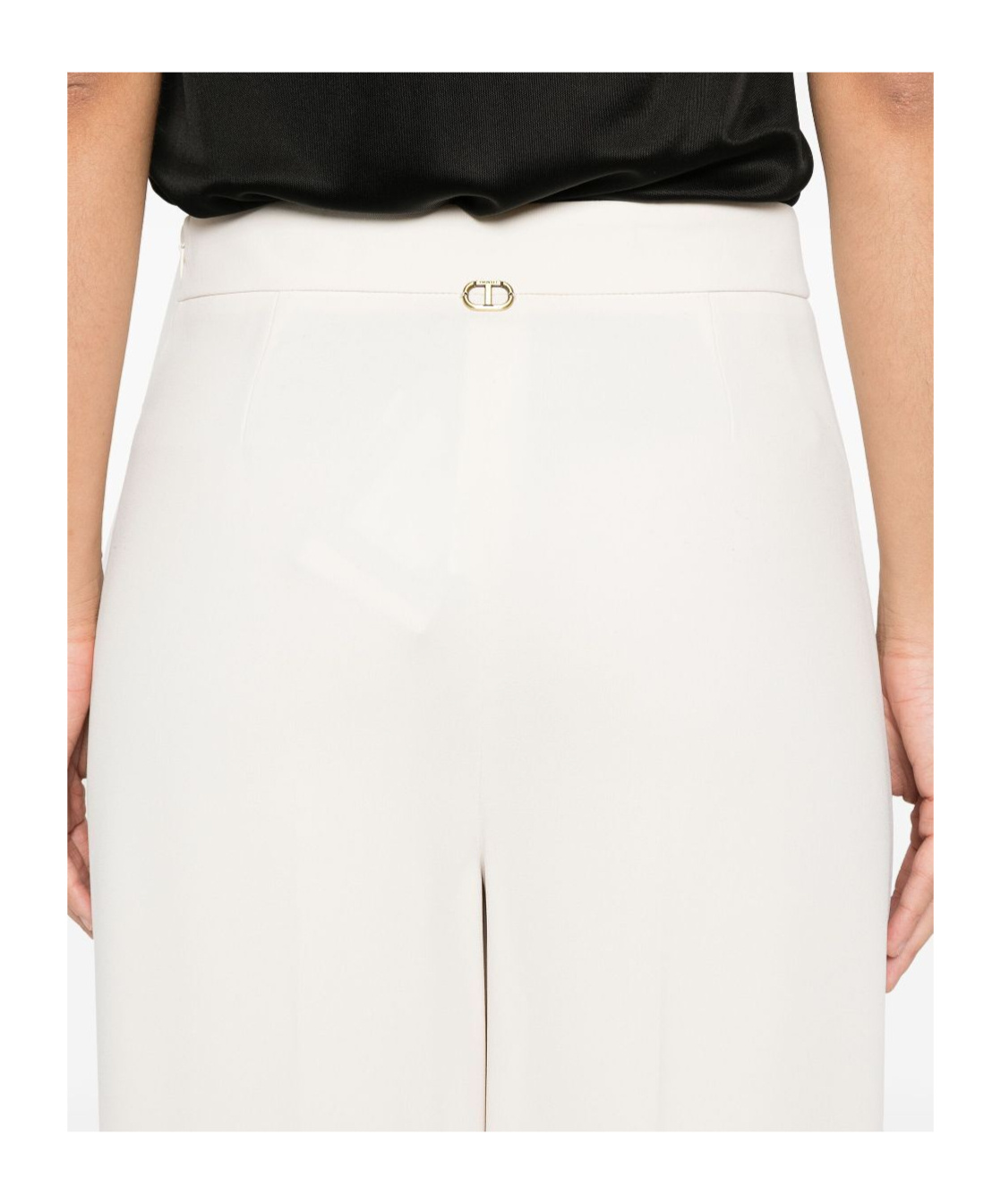 Shop Twinset Crepe Palazzo Pants In White