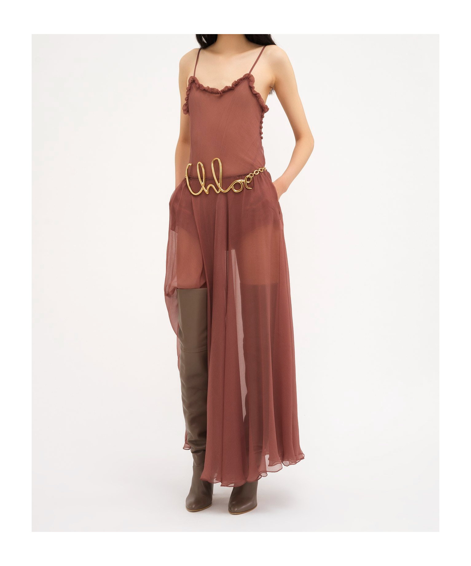 Chloé Gauze Silk Mid-length Skirt In Red