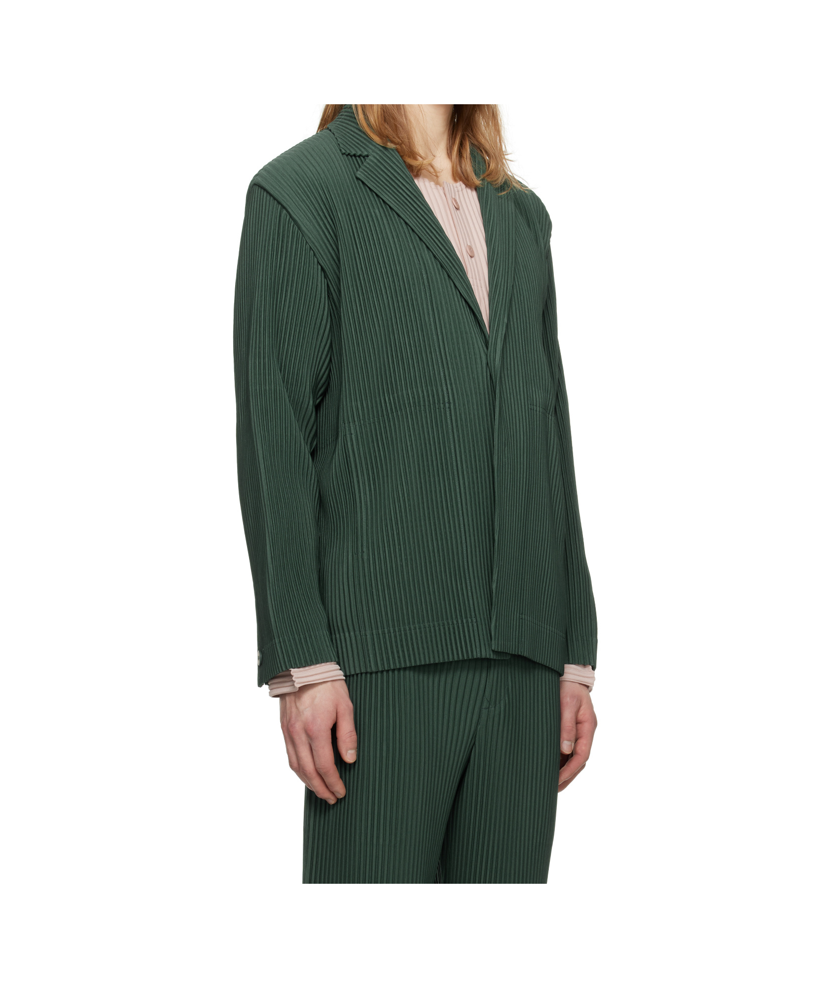 Issey Miyake Single-breasted Blazer In Green