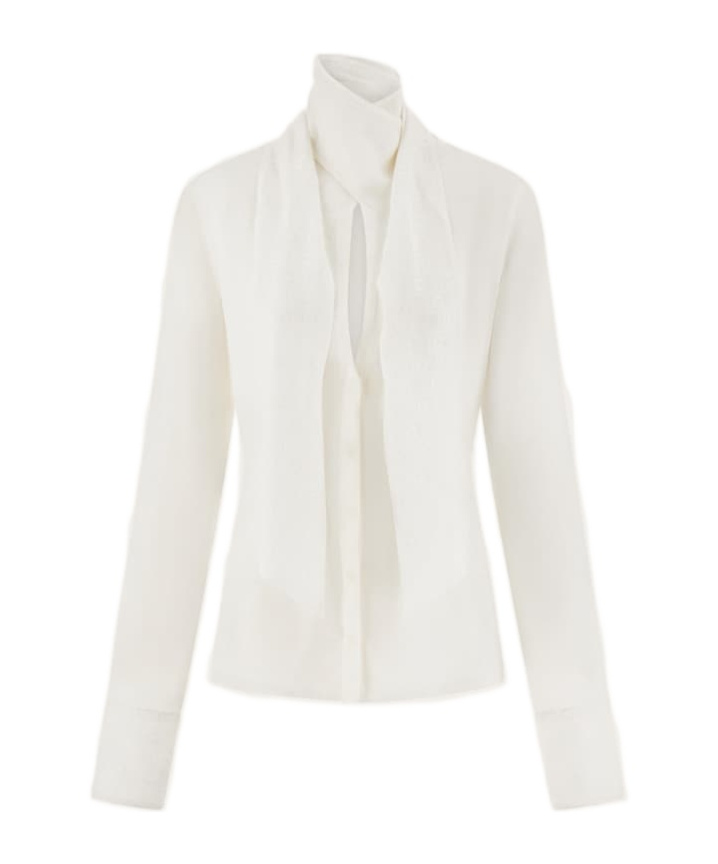 Ferragamo Stray-collar Shirt In White
