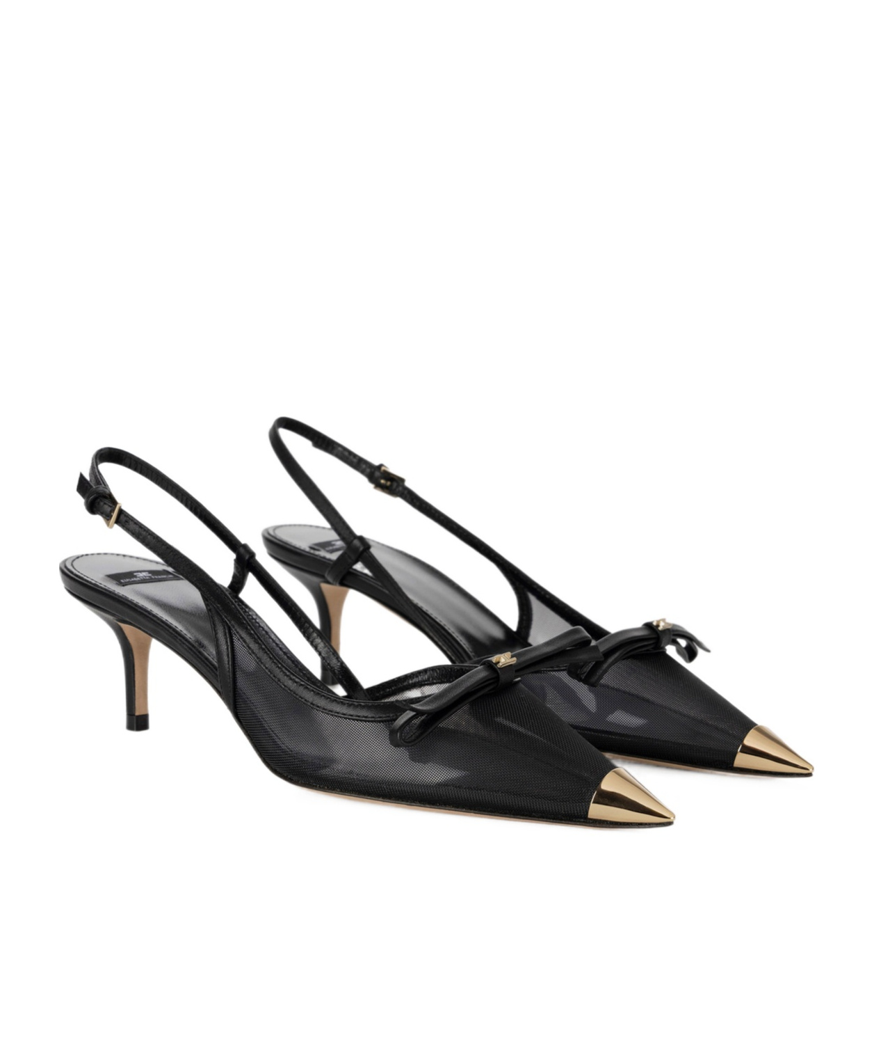 Elisabetta Franchi Black Bow Slingback Heels In Black
