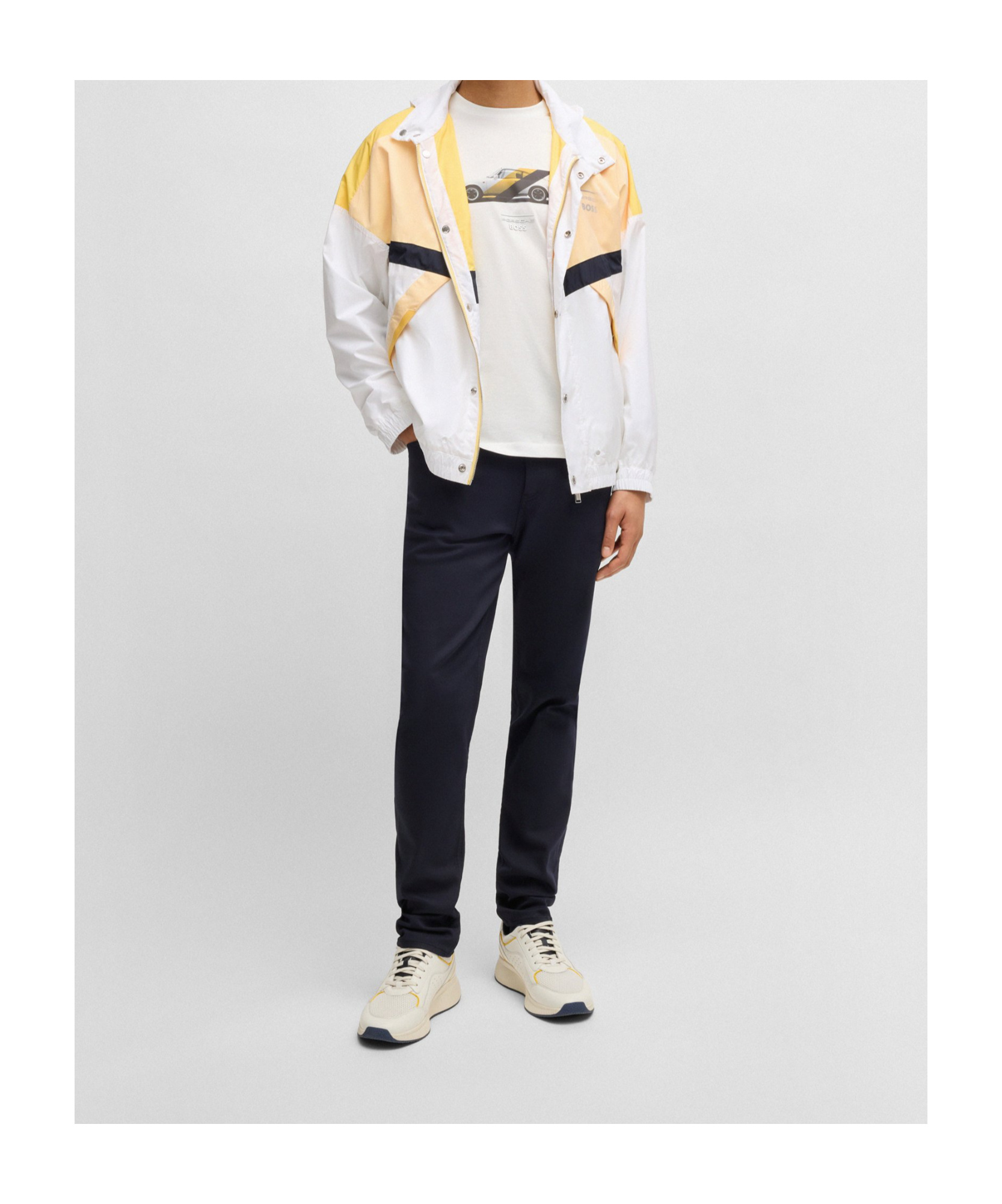 Hugo Boss Porsche X Boss Water-repellent Jacket With Colour-blocking In White