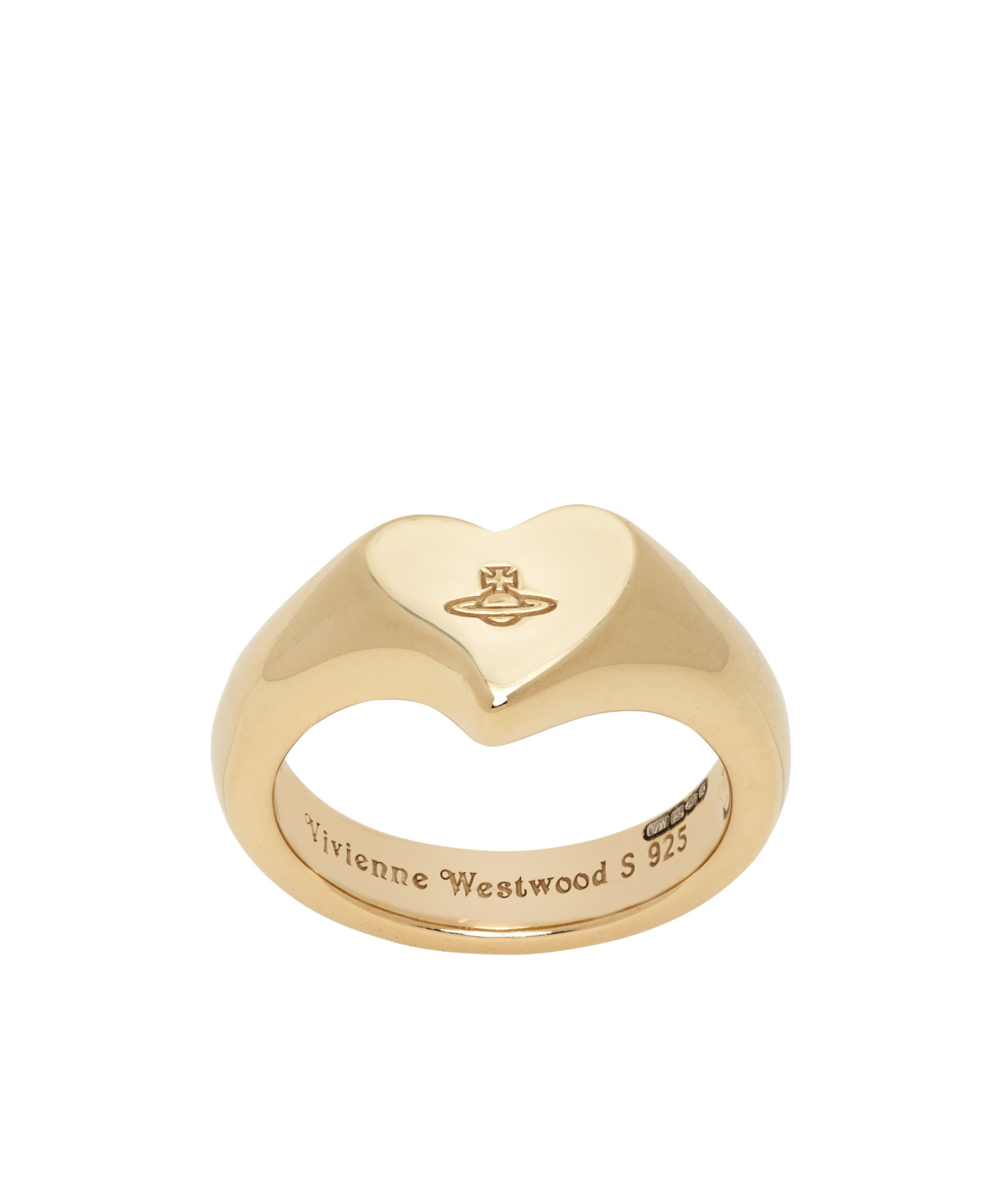Vivienne Westwood Logo Engraving Ring In Yellow