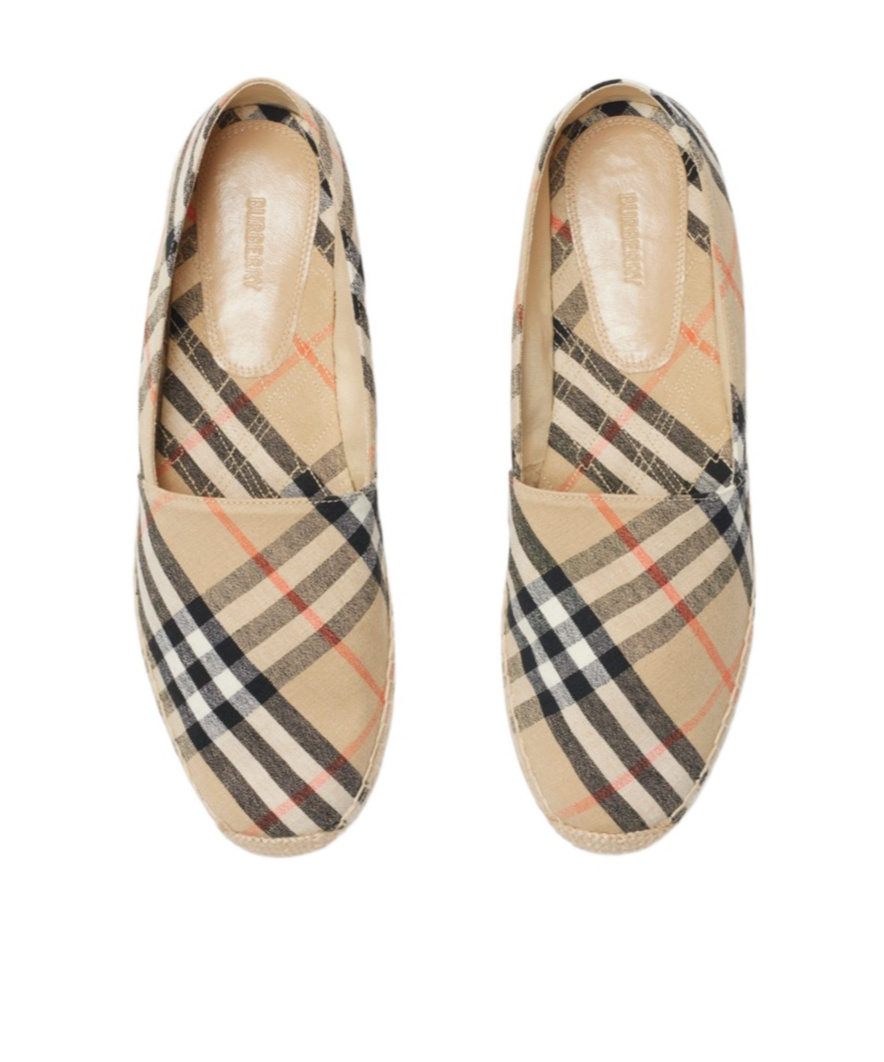 Burberry Canvas Check Pattern Espadrilles With Round Toe In Sand
