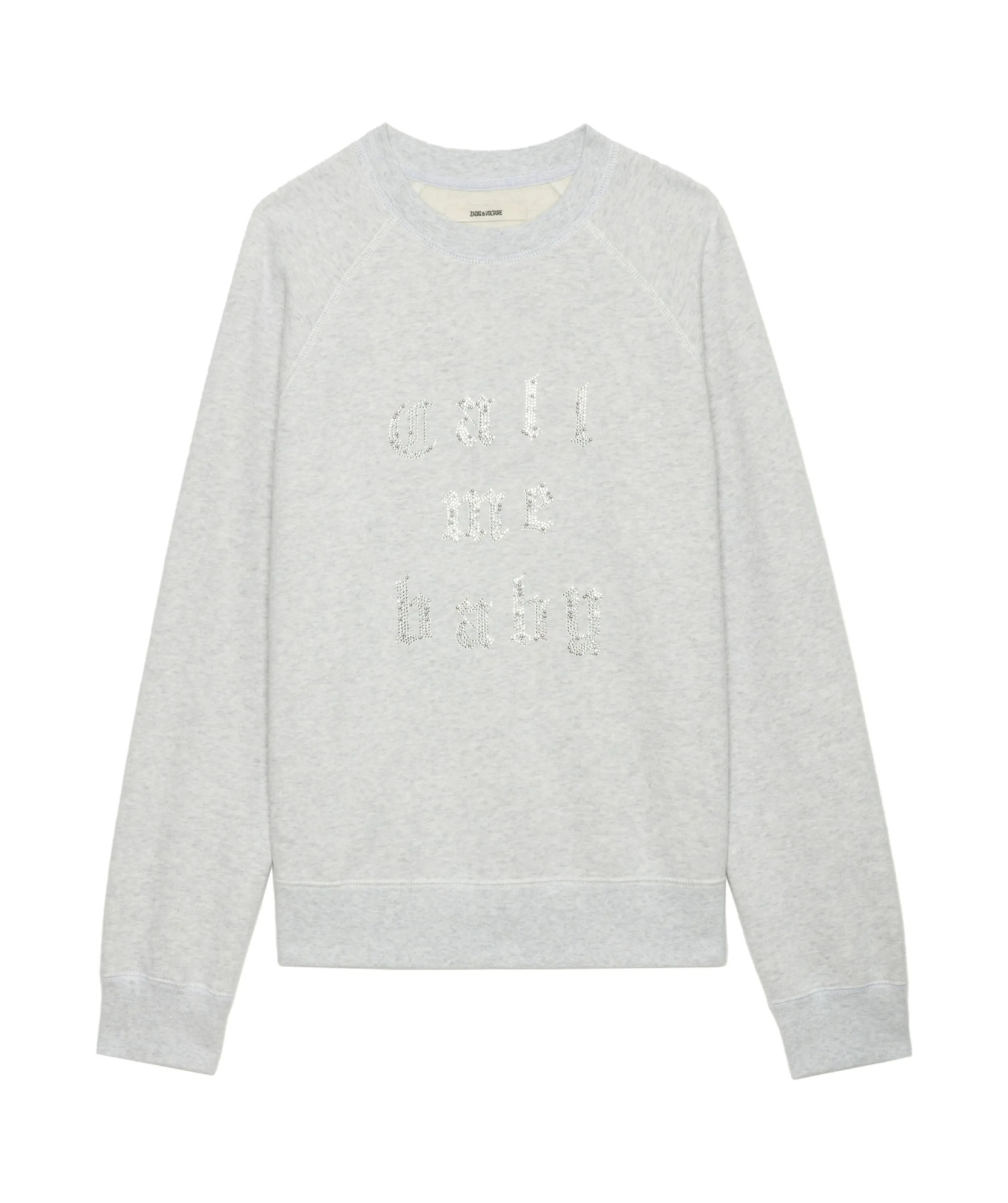 Zadig & Voltaire Womens Gris Chine Clai Upper Rhinestone-text Cotton-jersey Sweatshirt In White